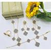 5-Piece Set New Four-Leaf Clover Jewelry Set Fashion Tassel Earrings Temperament Simple Versatile Senior Sense Of Necklace Earrings Bracelet Set