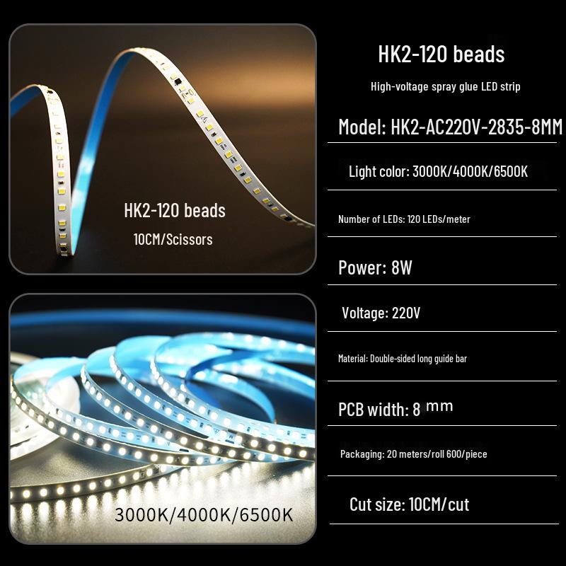 

220V Self-Adhesive High-Voltage Linear LED Light Strip for Ceiling Installation