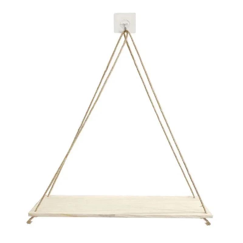 

Wooden Rope Swing Wall Hanging Plant Flower Pot Tray Mounted Floating Wall Shelves Simple Design Nordic Home Decoration Mored 35x14x1CM