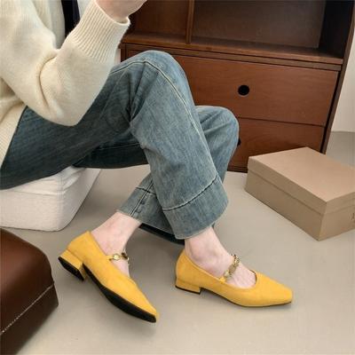 Retro Small Square Head Low Heel Pink Temperament Light Mouth Single Shoes Women's New Skirt Mary Jane Shoes