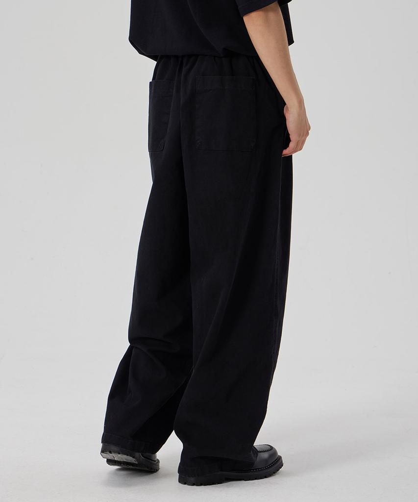 MAKEITTO Bio Washing Wide Cotton Spandex Pants_Black
