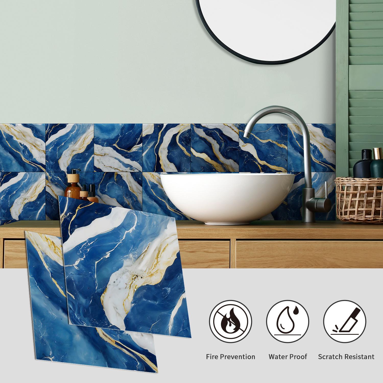 

Self-adhesive Wall Sticker Kitchen Bathroom Waterproof and Oil-proof Crystal Tile Sticker Marble Pattern Home Decoration Wallpaper 15CMx15CMx8PCS