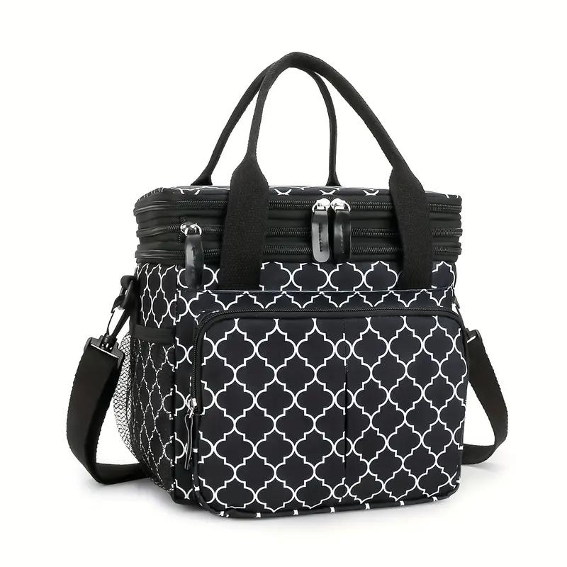 

Lunch Bag Waterproof Insulated Bag Multifunctional Mommy Bag Adjustable Straps Shoulder & Handbag Multi-pocket Milk Bag for Mom чёрный