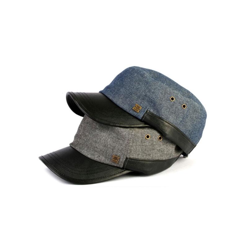 Oversized denim color blocking military fashion ball cap 2 colors XL