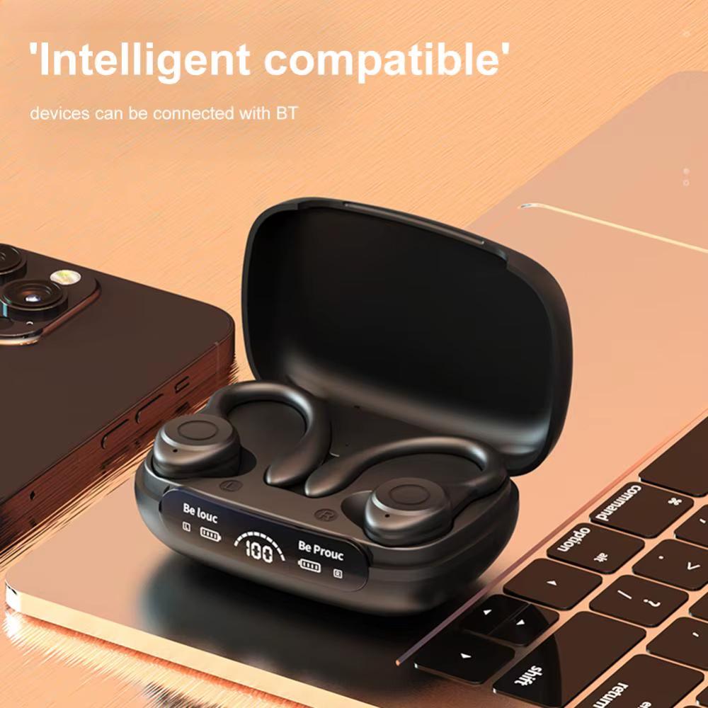 Wireless Headset Ear Hook Noise Reduction TWS Earphones Bluetooth-Compatible5.3 Power Display Comfortable Sports Running Earbuds