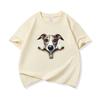 Kids Cotton T Shirt Adorable Whippet Dog Zipper Print Crew Neck Short Sleeve Tee Casual Breathable Boys Girls Summer Tops