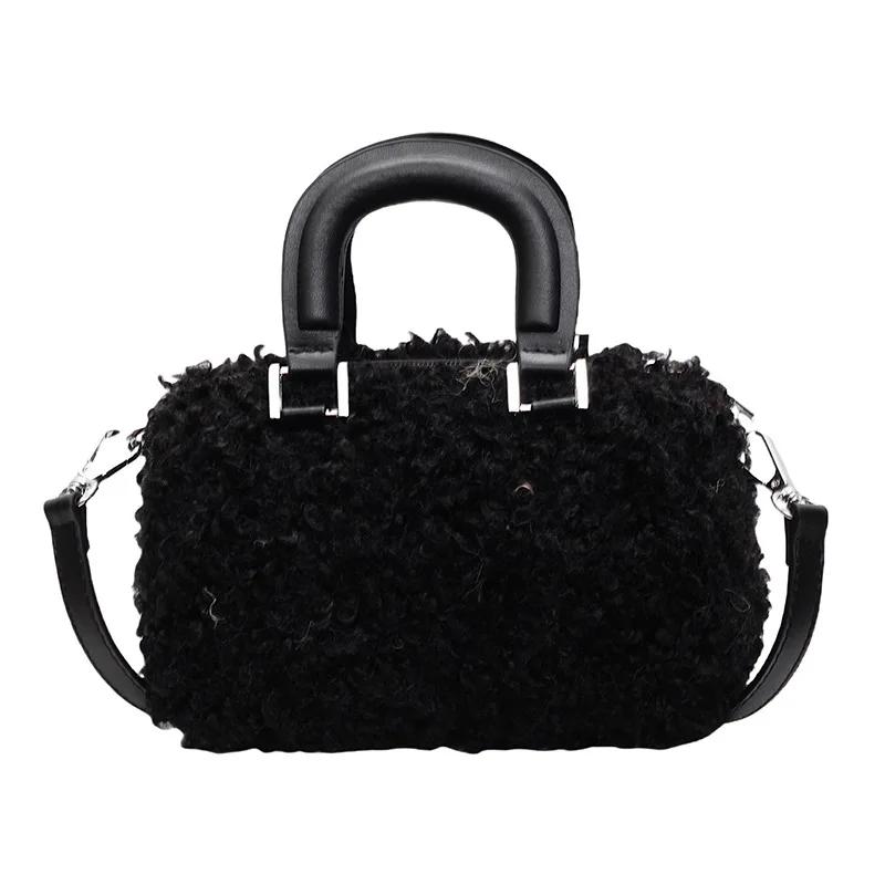 Nowa koreańska casualowa mała kwadratowa torebka dla kobiet retro niszowy design imitacja wełny modna torba