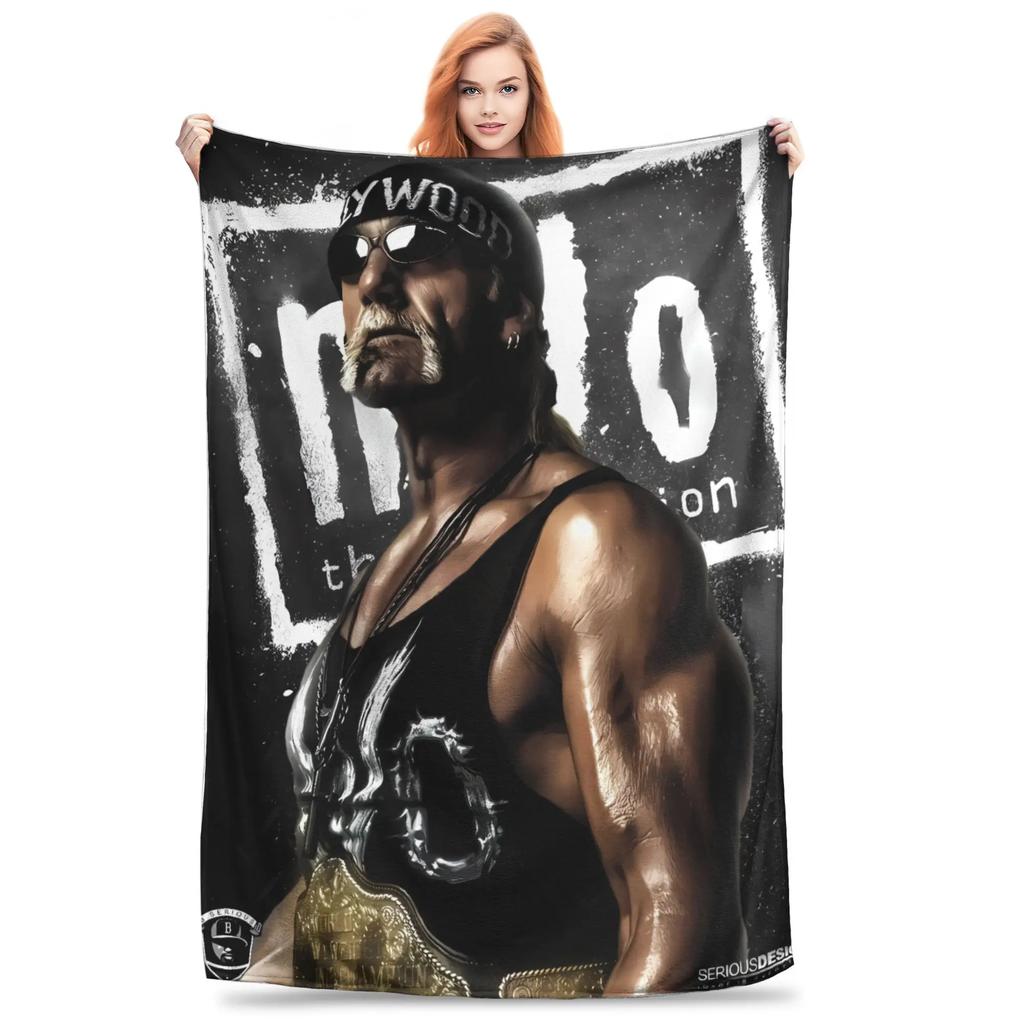 Hulk Hogan Wrestling Legend Plush Throw Blanket for Kids Soft Flannel Bedding Custom Quality Gift