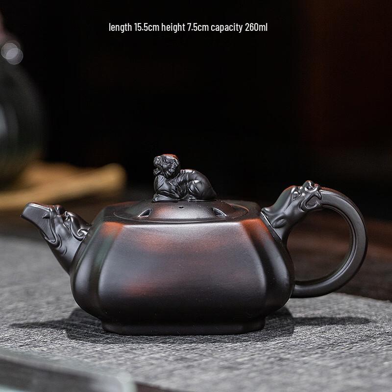 Handmade White Ceramic Dragon & Phoenix Relief Teapot