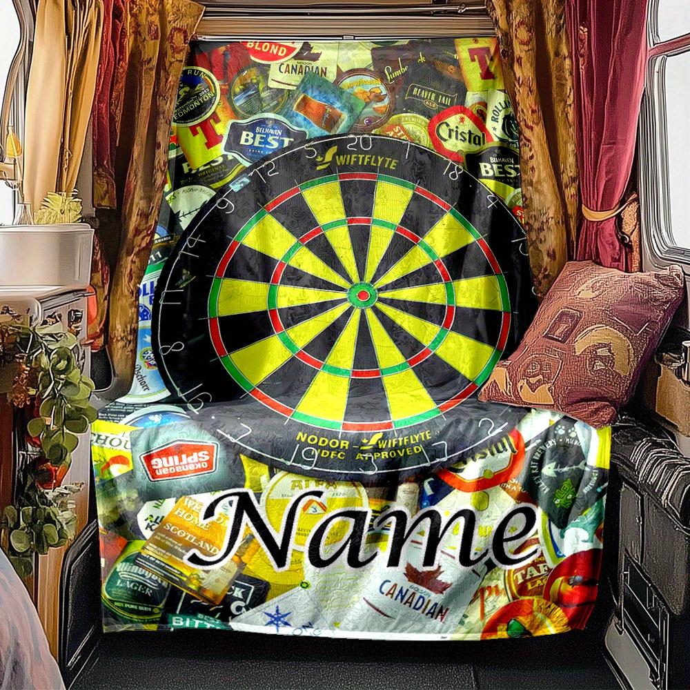 Dartboard And Beer Labels Blanketcustomize Your Name Lightweight Comfortable And Stylish Blanket For Travel Bed Home Chair Office Sofa And Camping All