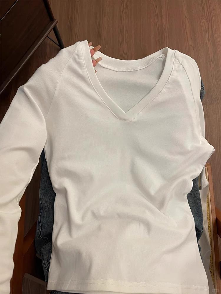 Damen Slim Fit Langarm Weißes T-Shirt - Herbst 2025 Taillenschnürung Unterwäsche