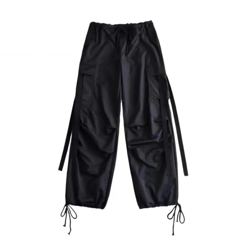 Pantaloni Cargo Rossi Donna Casual Jogger Vita Alta Fianchi Larghi Hip Hop Pantaloni Pantaloni Capri Punk Coreani Tasche Pantaloni