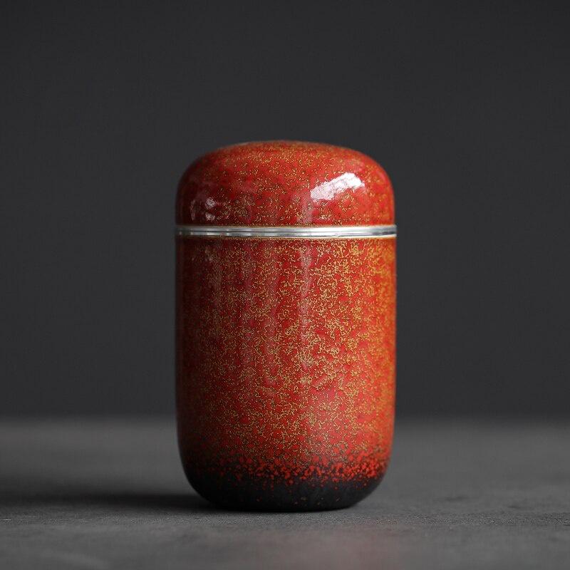 Kiln-transformed ceramic tea canister, small sealed jar, portable storage jar