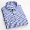 New Pure Cotton Business Men Oxford Shirt Long Sleeve Casual Plaid Striped with Chest Pocket Non-iron Autumn Spring