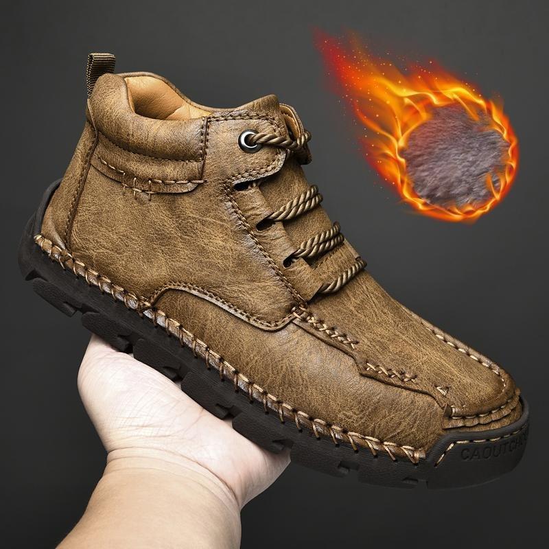 39-48 Men's Medium Top Casual Shoes Outdoor Leather Shoes Large Size Handmade Flat Shoes