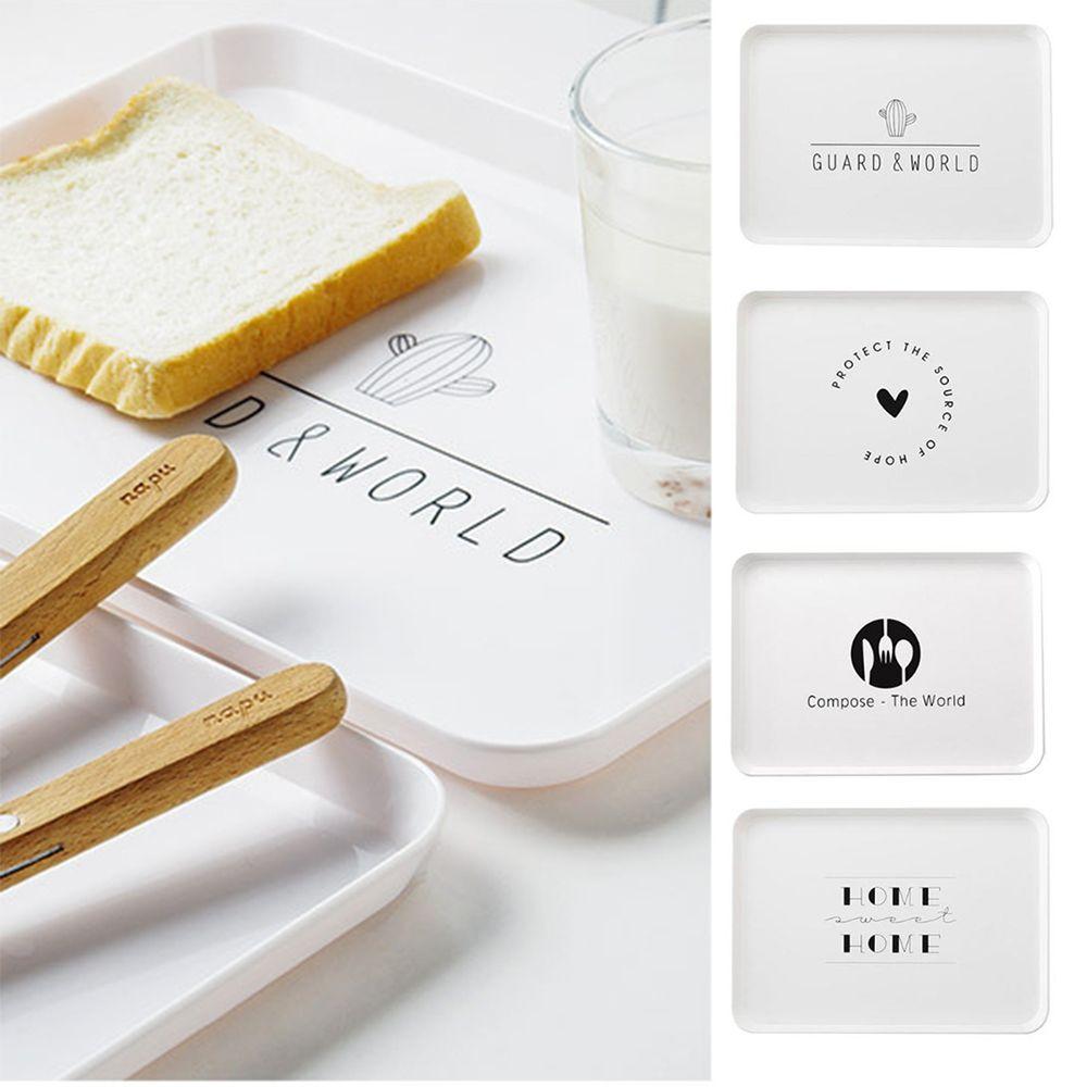 

Morning Plastic Square Breakfast Bread Plate Serving Tray Nordic Style Snack Dessert Platter