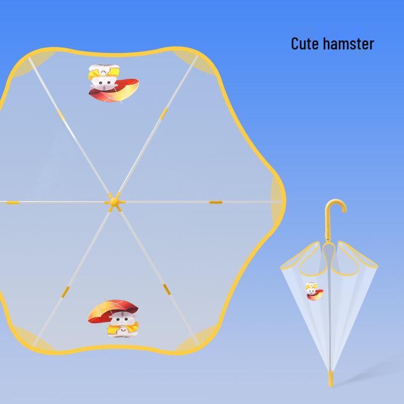Kids' Safe Transparent Cartoon Umbrella: Automatic, Round-Corner Design for Kindergarten Boys & Girls
