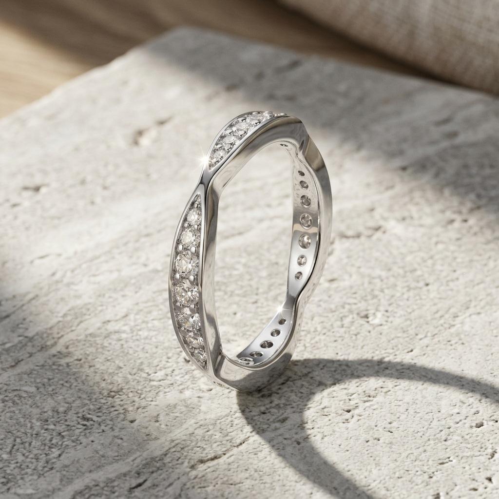 Women s Japanese-Korean Rhinestone Mobius Cross Ring - Elegant, Versatile, Irregular Design Size 9