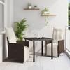 VidaXL 3-Piece Garden Dining Set with Cushions Brown Poly Rattan 3379569