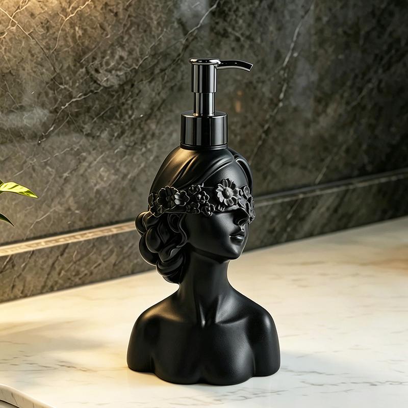 Must-Have Französischer Floraler Augenbinde Dame Büste Harz Seifenspender Pumpe Flasche für Badezimmer Waschbecken Arbeitsplatte Heimdeko Zubehör