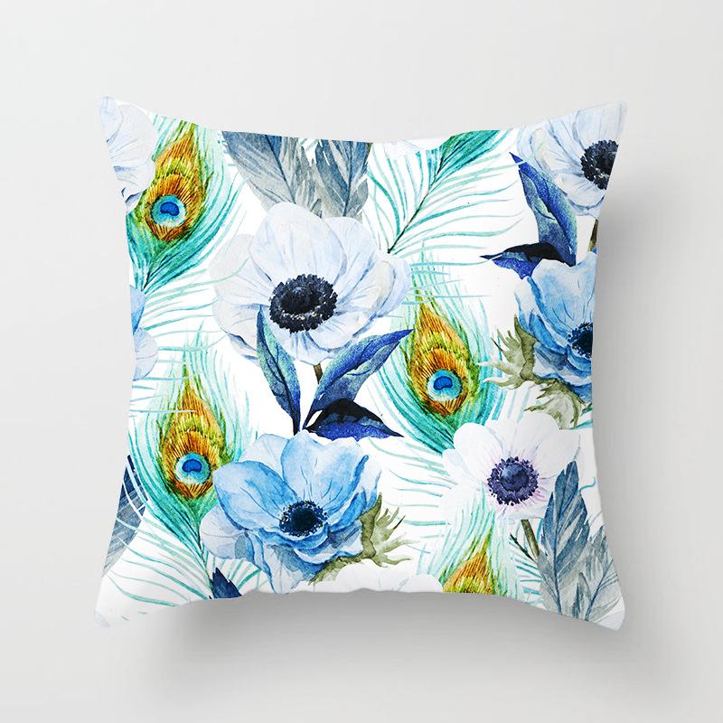 New Chinese Style Classical Peacock Feather Pattern Pillowcase Car Bedroom Living Room Cushion New Chinese Style