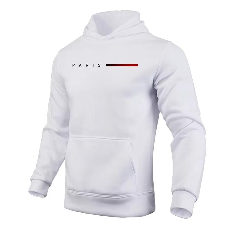 Men's Hooded Sweatshirts Solid Color Long Sleeved Pullover Paris Fashion Male Casual Sports Hoodie Home Outdoor Comfort Soft Top