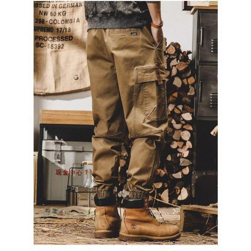 American Style Retro Cargo Pants Men Loose Straight Leg Oversized Casual Trousers