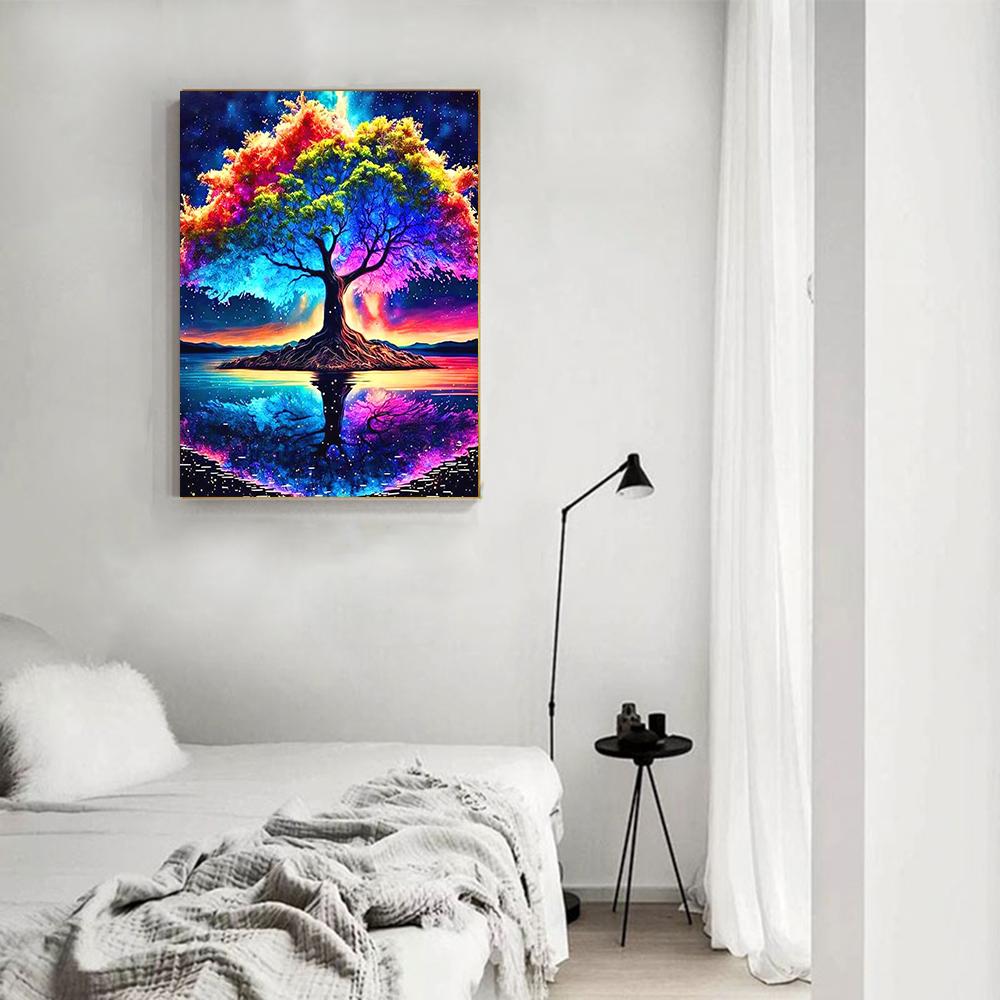 Diamond Art Painting Tree Fantasy Full Square Round Embroidery Mosaic Colorful Landscape Home Decor