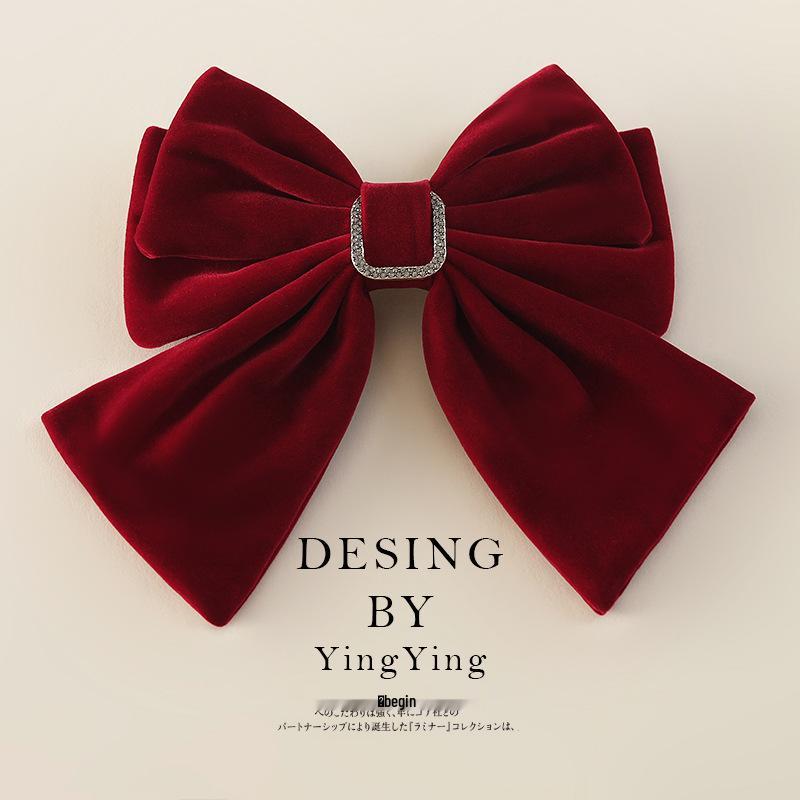 Заколки для волос с бархатным бантом - Высококачественные корейские весенние заколки в наличии вино красного