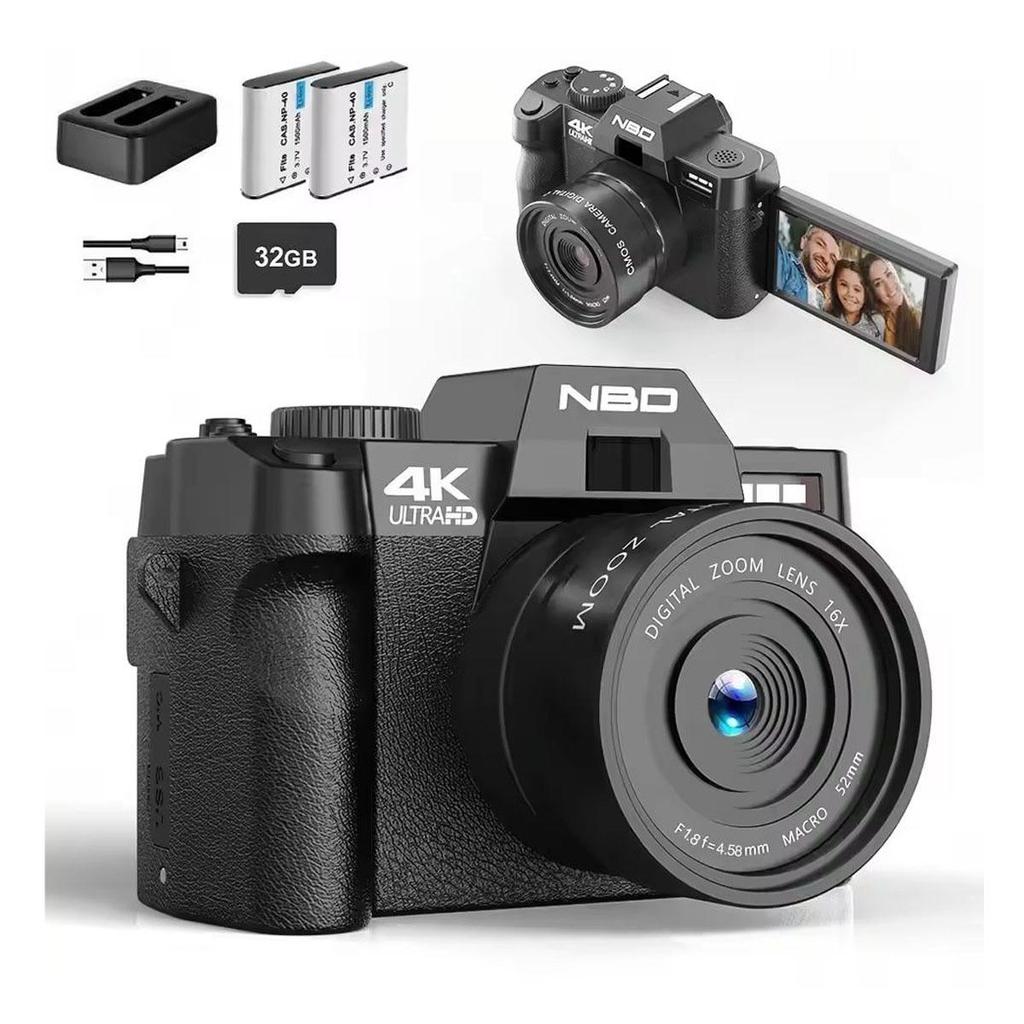 Macro Lens 4K Digital Camera Flip Screen Selfie Camcorder 48MP Youtube WIFI Webcam Vintage Video Recorder 16X Digital Zoom