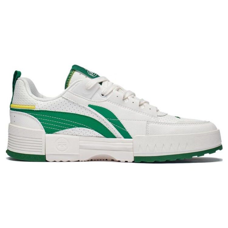 Li Ning Slip Resistant Durable Low Top Sports Casual Shoes Men Sneakers White Green AGCT135-2