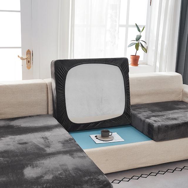 

Эластичные бархатные чехлы на подушки сиденья дивана, плюшевый чехол для кресла, чехол для углового дивана, мебельный чехол для сиденья дивана для гостиной Normal Size (L)-1pc темно-серого