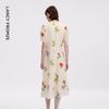 LANCY French Style Floral V-Neck Bubble Sleeve Midi Dress