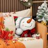 Cartoon Print Snowman Pillow Cover Christmas Party Decoration Sofa Cushion Car Back Seat Cushion Cover