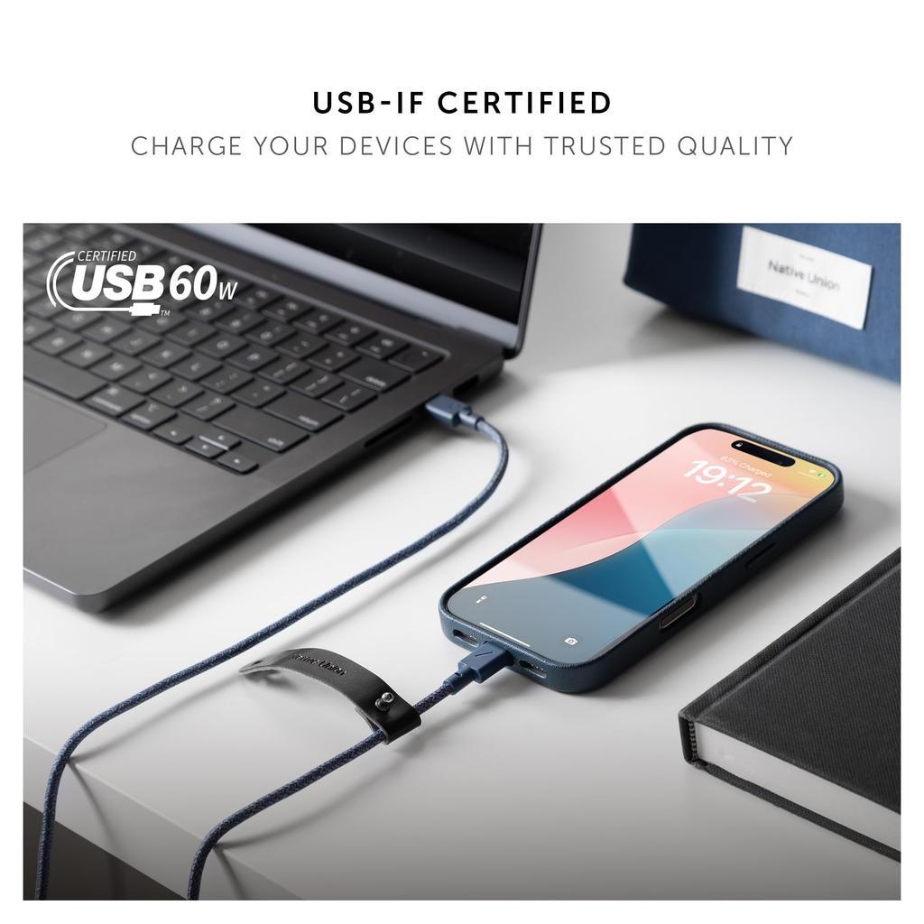 NATIVE UNION zu Belt Data USB PD Power Schnellladekabel Kompatibel mit iPhone 16 16 16 Pro iPad iPad Galaxy Flip Fold und Switch USB-C USB-C