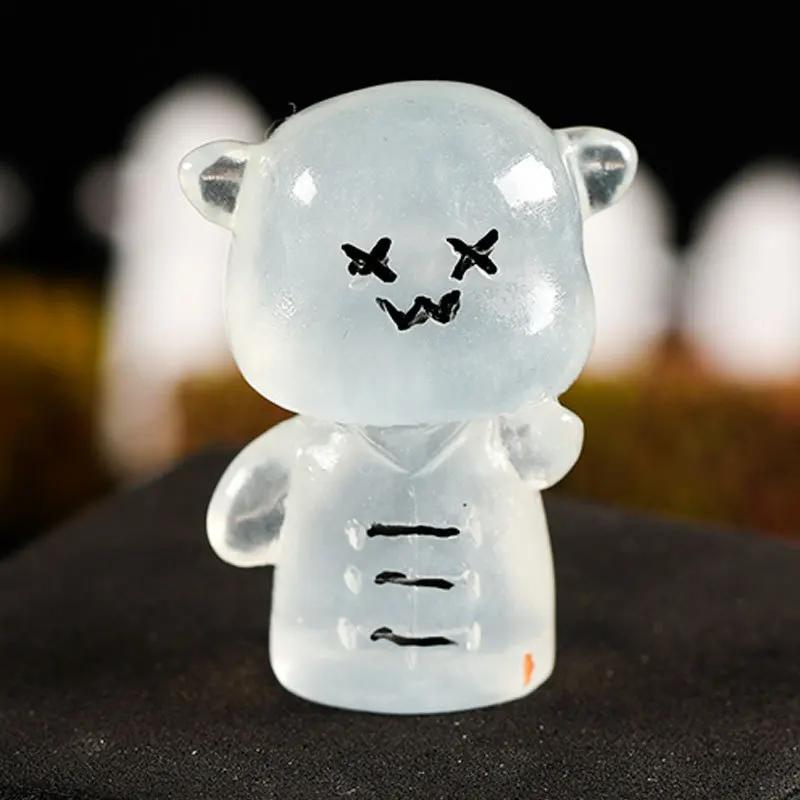 Halloween Glow in Dark Figurines Luminous Ghost Mini Resin Ornament DIY Micro Landscape Cute Cartoon Statue Desktop Decor Party