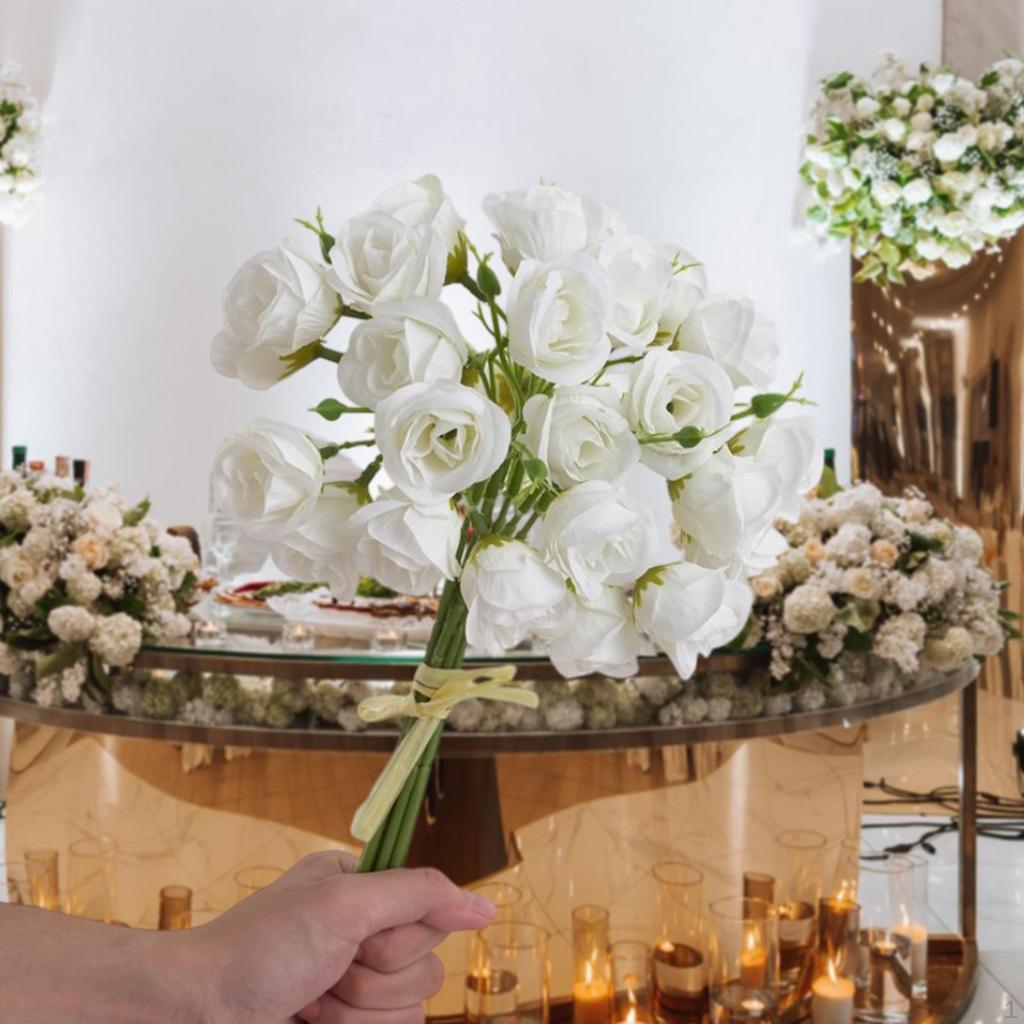 Rtificial Roses Bouquet 27 Heads 31cm Long Stem Rose Beautiful Elegant for Farmhouse Bathroom Home