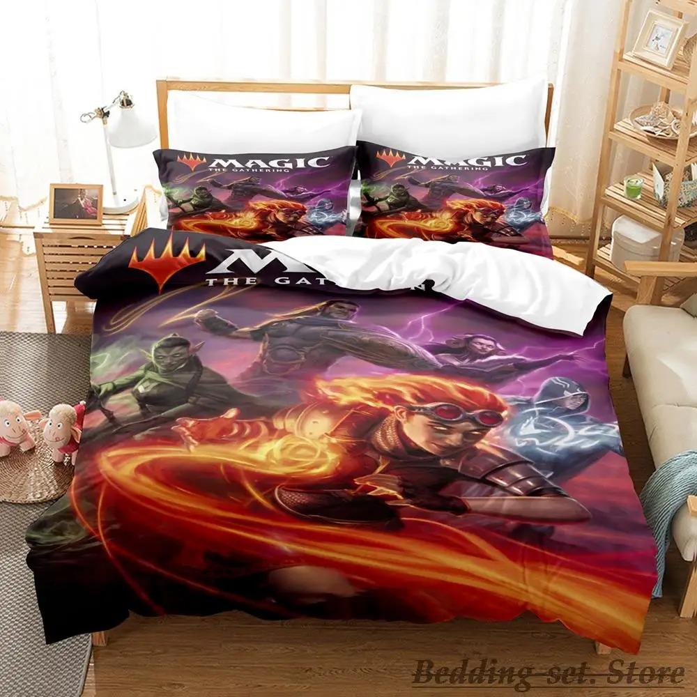New M-Magic The Gathering Bedding Set Cartoon Anime Three-piece Set Adult Kid Bedroom Duvetcover Sets 3D Kawaii Twin Set