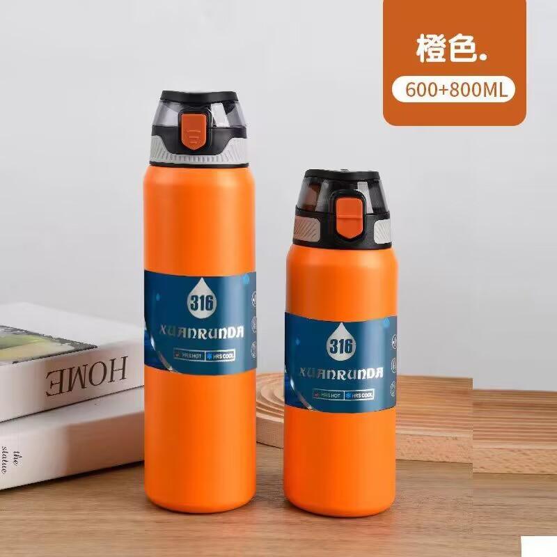 316 Stainless Steel Insulated Water Bottle Bounce Lid Sport Thermos Leak Proof Vacuum Flask Keep Hot Cold for Outdoor Gym Hiking
