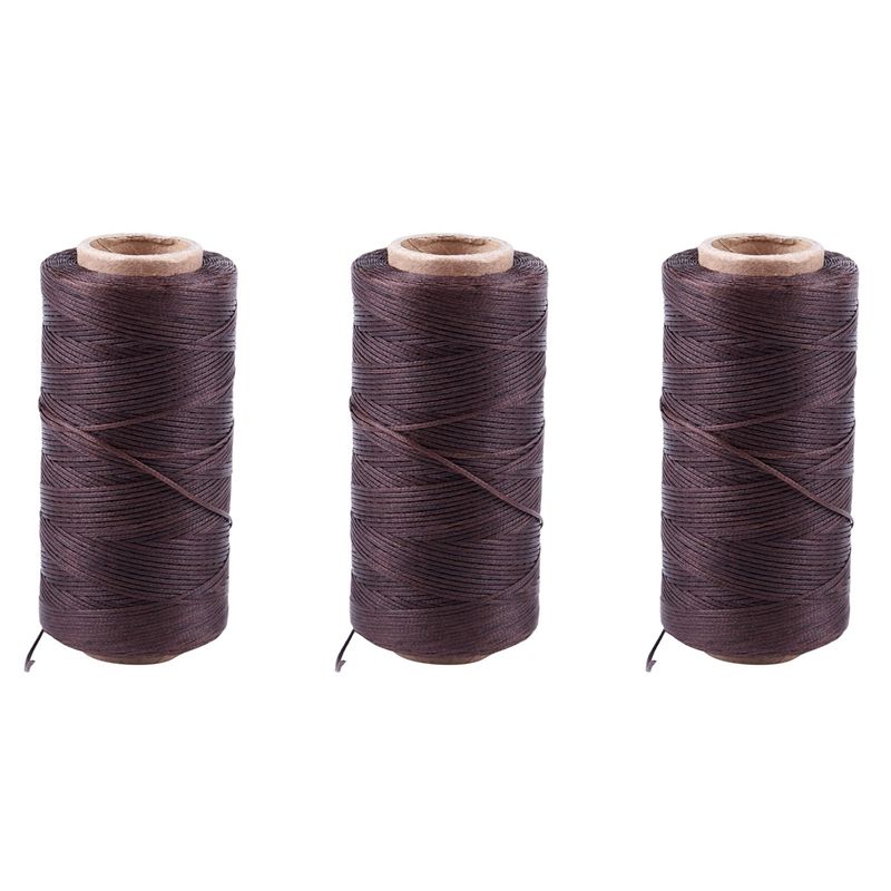A74E-3Pcs 260M 150D 1MM Leather Sewing Waxed Wax Thread Hand Needle Cord Craft DIY New Color:Dark Brown