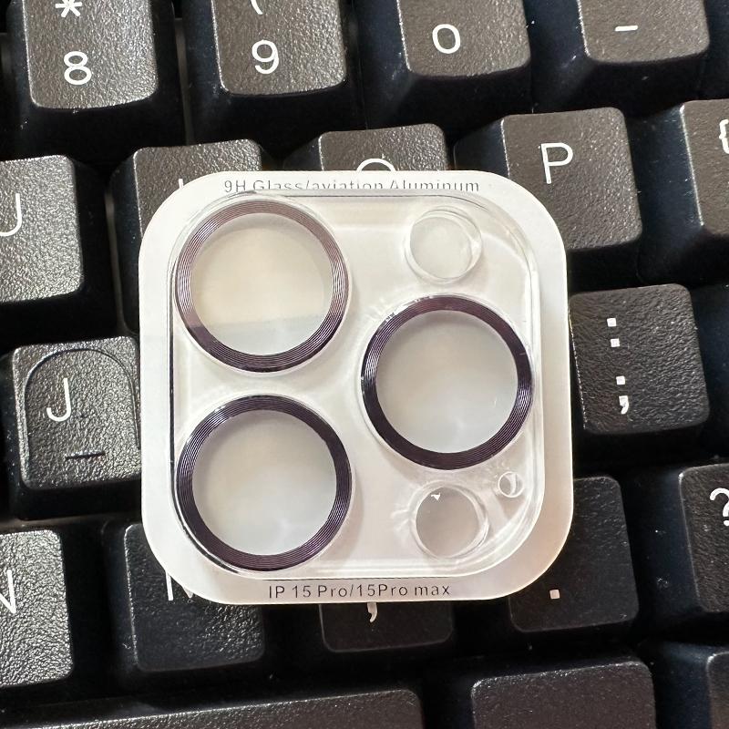 For iPhone 14 15 Pro Max / 14 15 Plus Rear Camera Lens Tempered Glass + Metal Protector Ring
