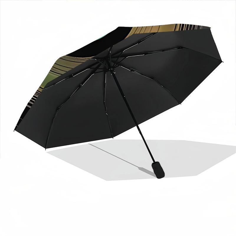 1pc Vinyl Record Automatic Folding Umbrella - Windproof Compact Travel Umbrella with Auto Open/Close, 8-Rib Heavy-Duty Shaft for Women/Men A054