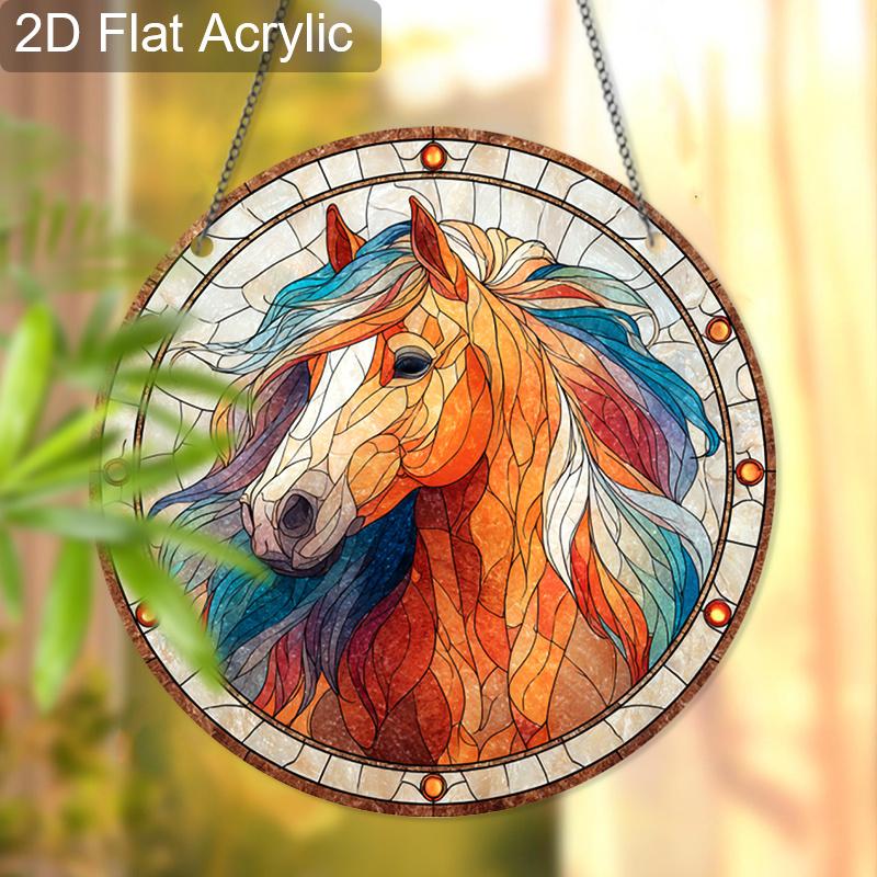 Acryl Bunter Pferd Suncatcher Buntglas-Effekt Fensterhänge-Ornament Reitsport-Liebhaber Geschenke