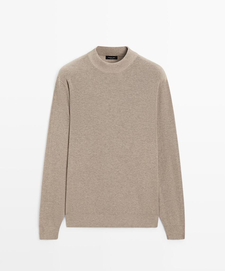 Masimodutti Turtleneck Cotton Blend Knit Sweater