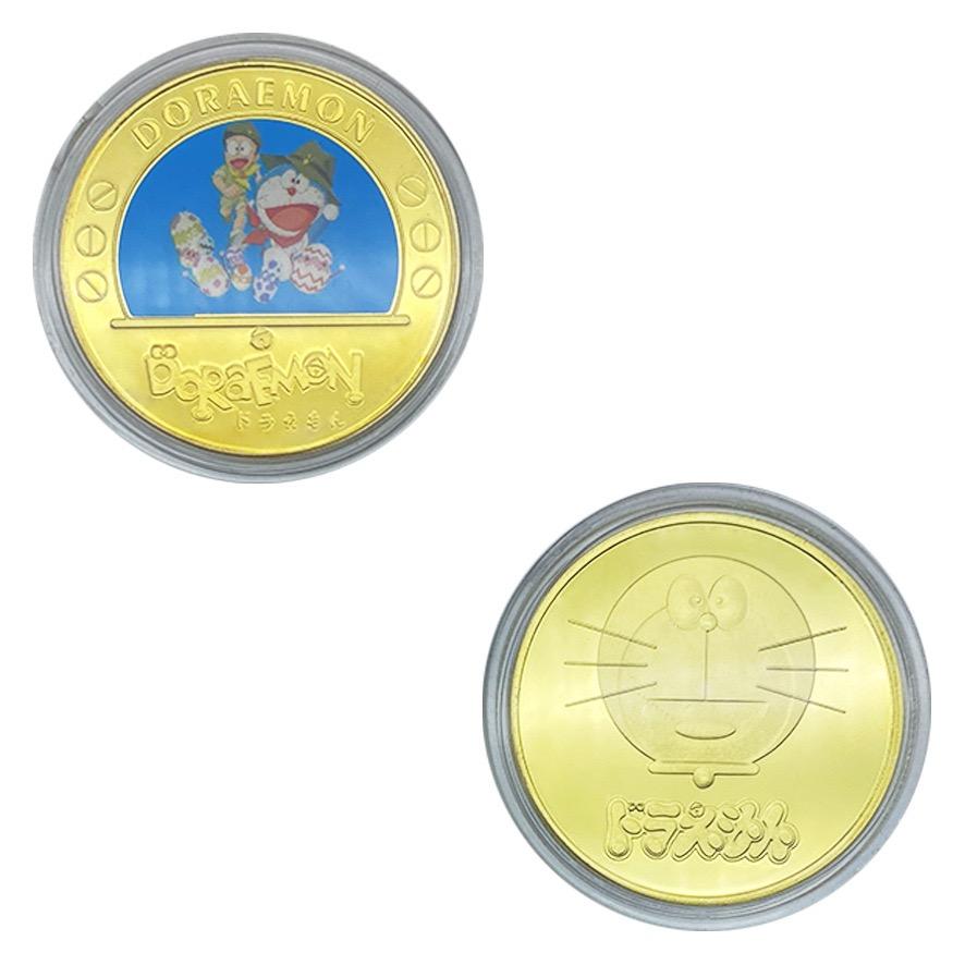 Anime Cartoon Doraemon Kawaii Gold Coins Toy Bar Animal Badge Anime Figures Doraemon Shizuka Coins Birthday Gifts Kids Friends