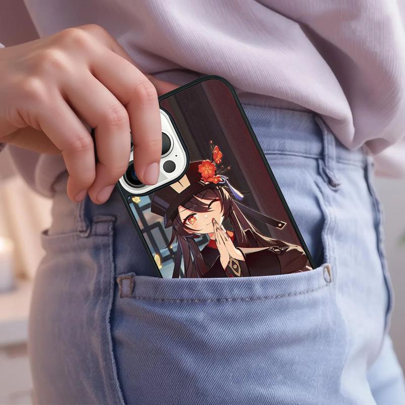 Hu Tao Genshin Impact chibi Phone Case For iPhone 17 Air 15 16e 14 13 Pro Max Coque 12 11 Pro Max PLUS cover