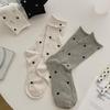 Women's Polka Dot Mid-Calf Cotton Socks with Rolled Cuffs - Retro Mesh, Breathable, Slouchy, Versatile, Casual Style