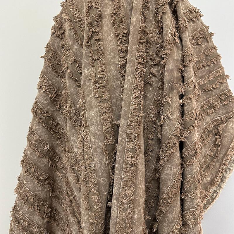 50x145cm Bark Tassel Knitted Dress Fabric 3D Tree Bark Tattered Deep Brown Coat Half Skirt Clothing Designer DIY Sew Craft 50x145cm
