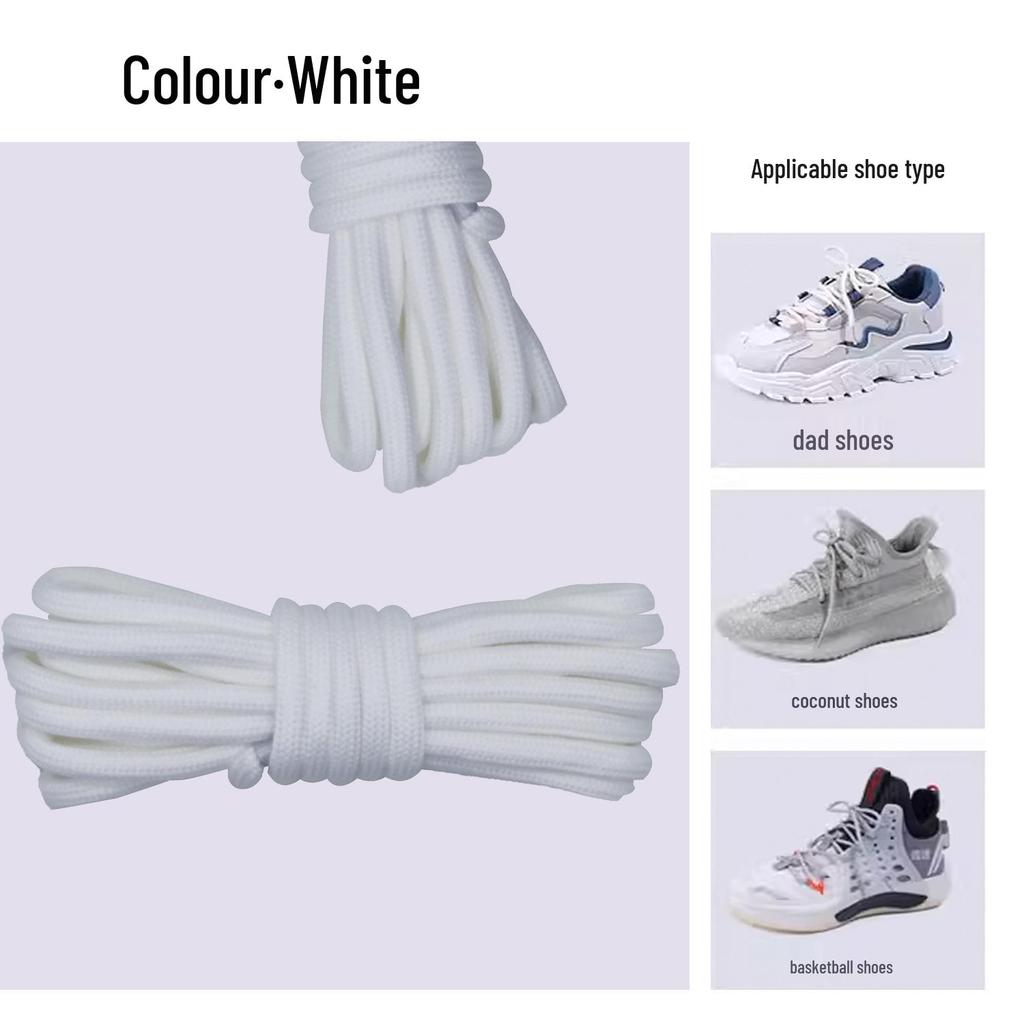 Unisex Martin Boots Shoelaces: Round, Thick Style In Grey, Black, or White for Casual and Dad Shoes.