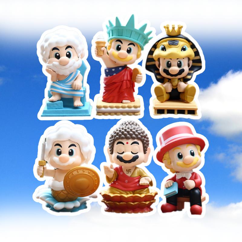 6pcs Mario Action Figure Anime Cosplay Game Doll Collectible Toy Car Display
